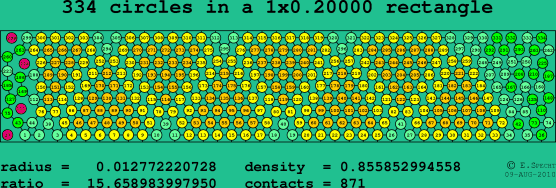 334 circles in a rectangle