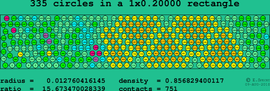 335 circles in a rectangle