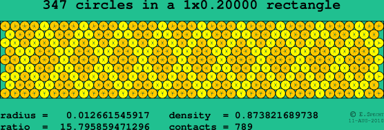 347 circles in a rectangle