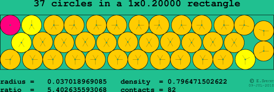 37 circles in a rectangle