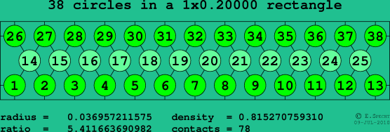 38 circles in a rectangle