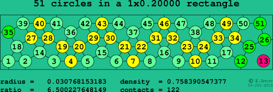 51 circles in a rectangle