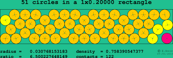 51 circles in a rectangle