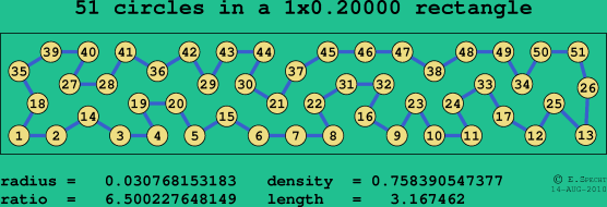 51 circles in a rectangle