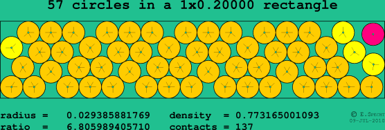 57 circles in a rectangle