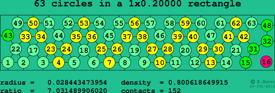 63 circles in a rectangle