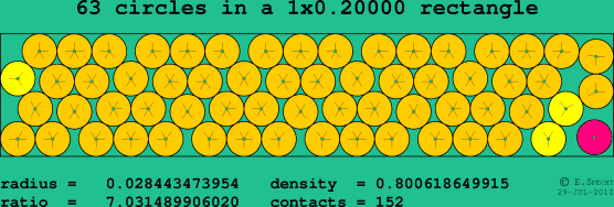 63 circles in a rectangle