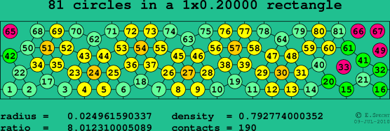 81 circles in a rectangle