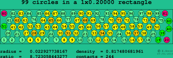 99 circles in a rectangle