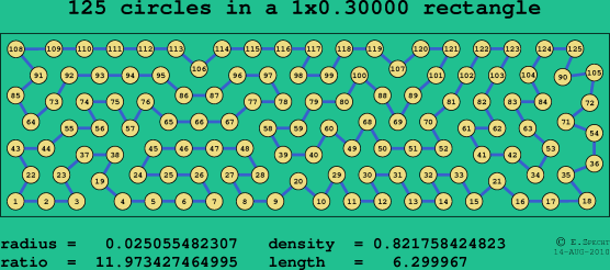 125 circles in a rectangle