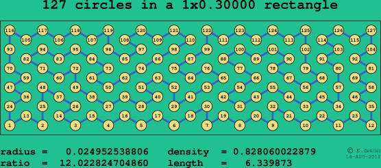 127 circles in a rectangle
