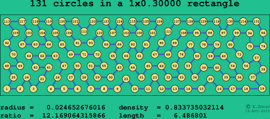 131 circles in a rectangle
