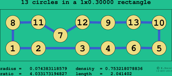 13 circles in a rectangle