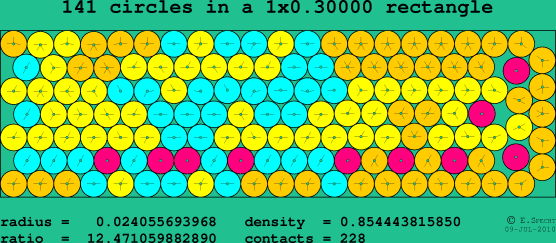 141 circles in a rectangle