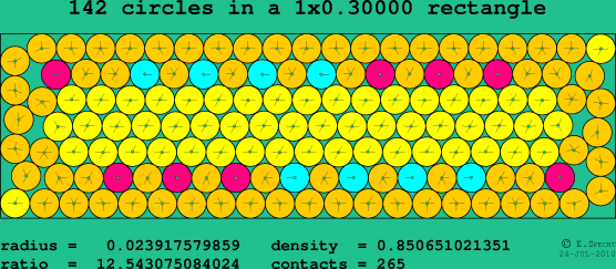 142 circles in a rectangle