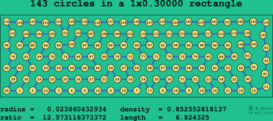 143 circles in a rectangle