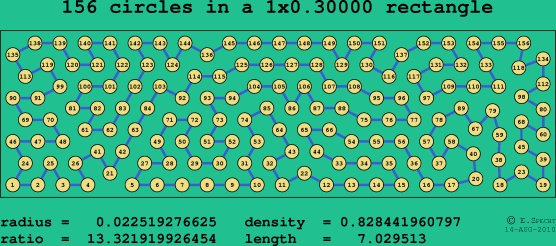 156 circles in a rectangle