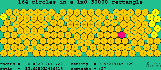 164 circles in a rectangle