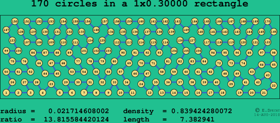 170 circles in a rectangle