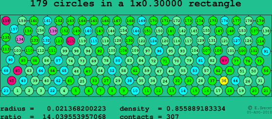 179 circles in a rectangle