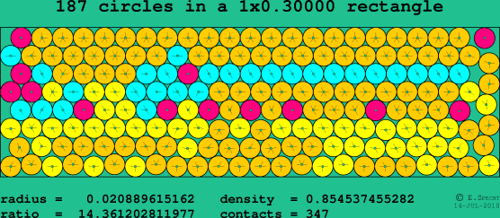 187 circles in a rectangle