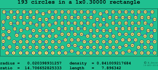 193 circles in a rectangle
