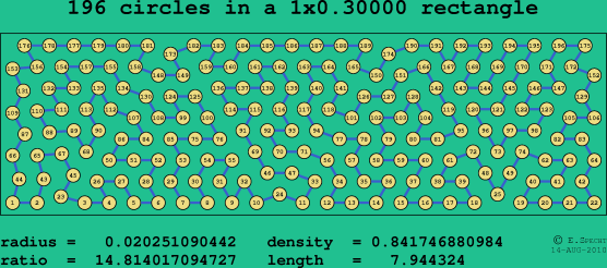 196 circles in a rectangle