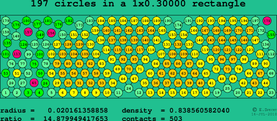 197 circles in a rectangle