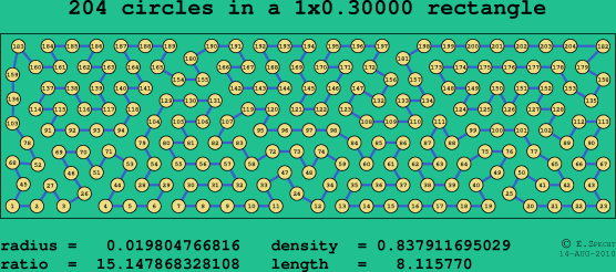 204 circles in a rectangle