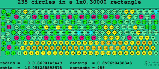 235 circles in a rectangle