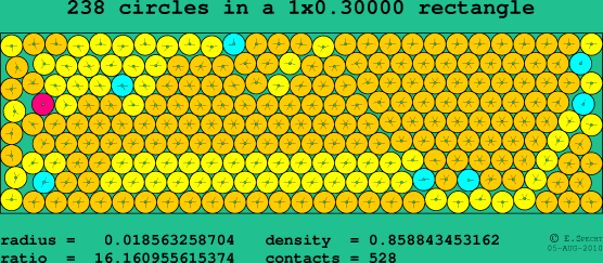 238 circles in a rectangle