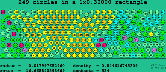 249 circles in a rectangle