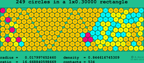 249 circles in a rectangle
