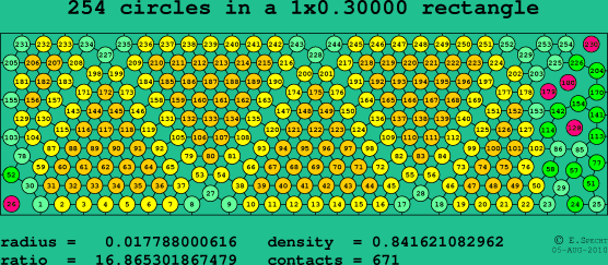254 circles in a rectangle
