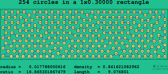 254 circles in a rectangle