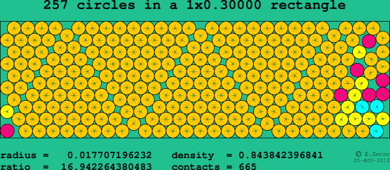 257 circles in a rectangle