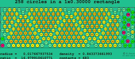 258 circles in a rectangle