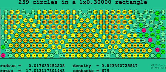 259 circles in a rectangle