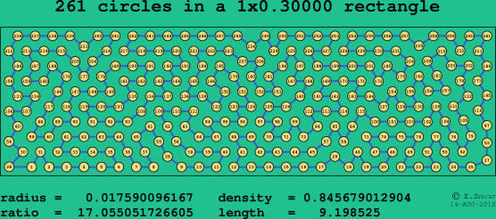 261 circles in a rectangle