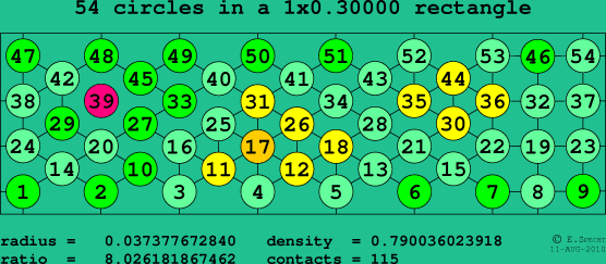 54 circles in a rectangle
