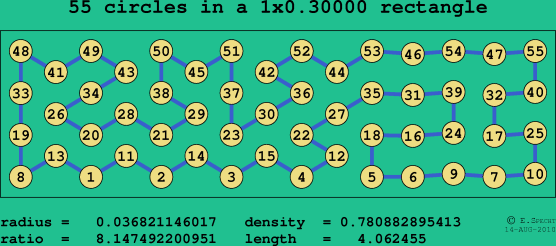 55 circles in a rectangle
