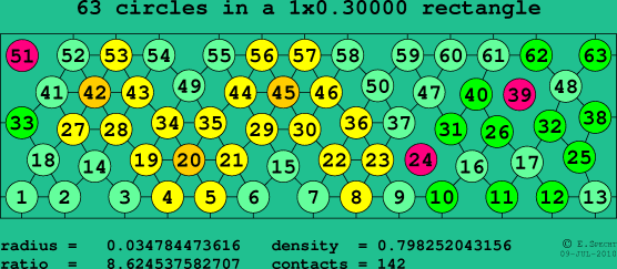 63 circles in a rectangle