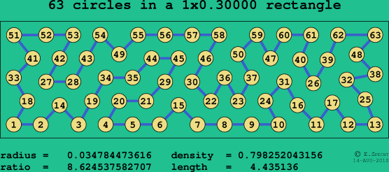63 circles in a rectangle