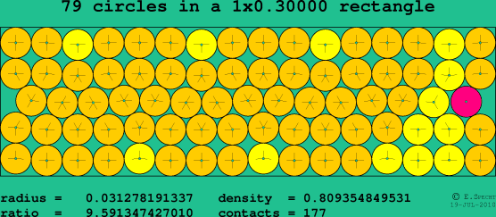 79 circles in a rectangle