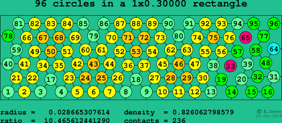 96 circles in a rectangle