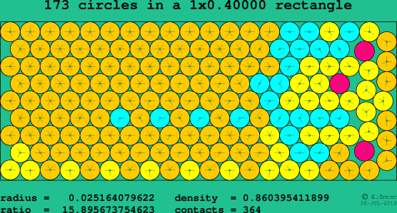 173 circles in a rectangle