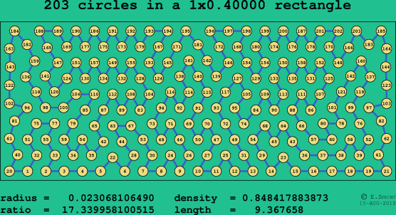 203 circles in a rectangle