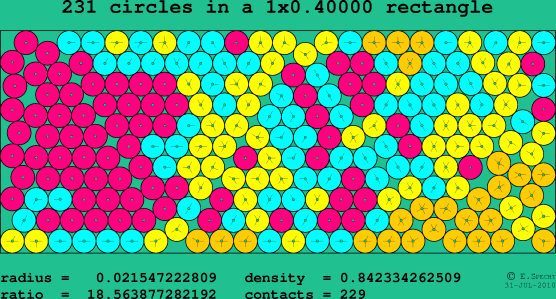 231 circles in a rectangle