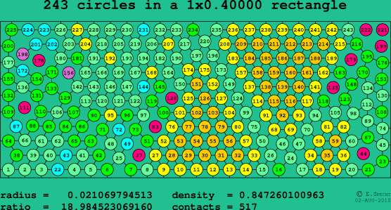 243 circles in a rectangle