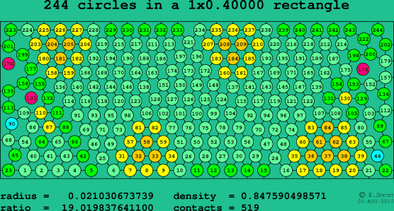 244 circles in a rectangle